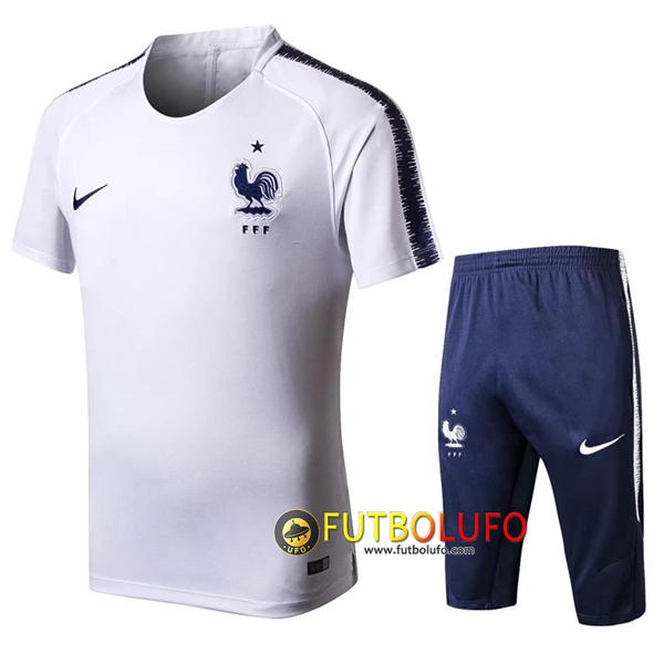 Pre-partido Camiseta Entrenamiento Francia Blanco 2018/2019 + Pantalones 3/4