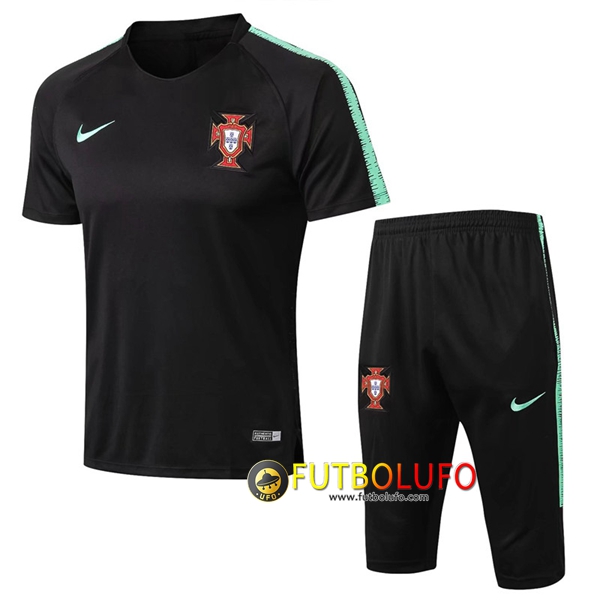 Pre-partido Camiseta Entrenamiento Portugal Negro 2018/2019 + Pantalones 3/4