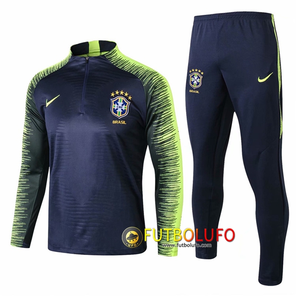 Chandal del Brasil Azul marino/Verde Strike Drill 2018/2019 Sudadera + Pantalones
