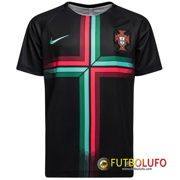 Pre-partido Camiseta Entrenamiento Portugal Negro/Roja/Verde 2018/2019 + Pantalones 3/4