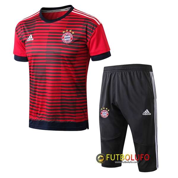 Pre-partido Camiseta Entrenamiento Bayern Munich Roja/Negro 2018/2019 + Pantalones 3/4