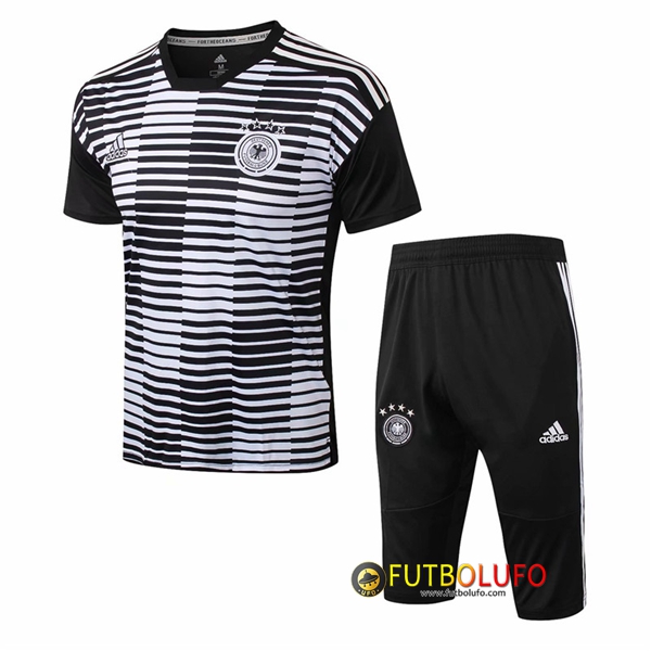 Pre-partido Camiseta Entrenamiento Alemania Blanco/Negro 2018/2019 + Pantalones 3/4