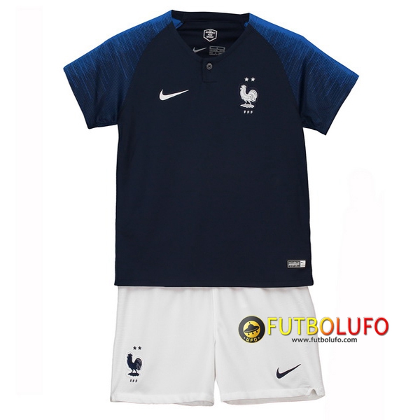 Primera Camiseta del Francia Niños Con 2 Estrellas 2018/2019 + Pantalones Cortos