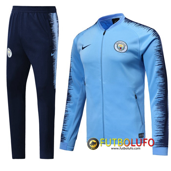 Chandal del Manchester City Azul/Negro 2018/2019 Chaqueta + Pantalones
