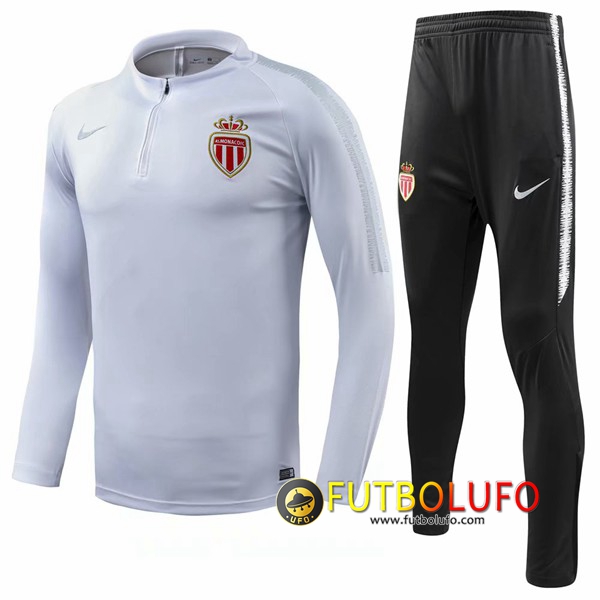 Chandal del AS Monaco Blanco 2018/2019 Sudadera + Pantalones