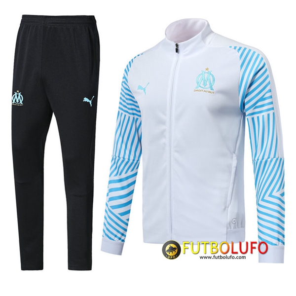 Chandal del Marsella OM Blanco/Azul 2018/2019 Chaqueta + Pantalones