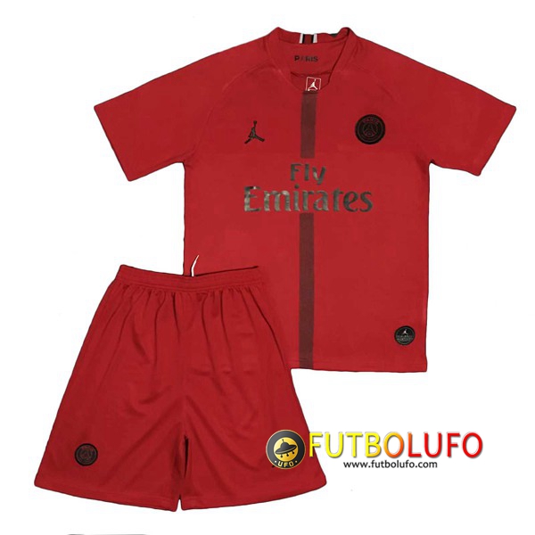 Tercera Camiseta del PSG Niños Roja 2018/2019 + Pantalones Cortos