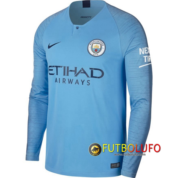 Primera Camiseta del Manchester City Manga Larga 2018/19