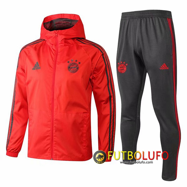 Trajes Rompevientos Chaqueta Bayern Munich Roja 2018/2019 + Pantalones