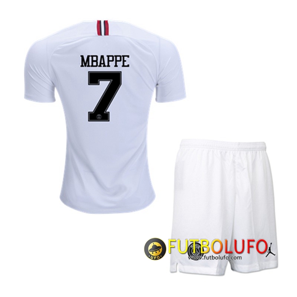 Tercera Camiseta del PSG (MBAPPE 7) Niños Blanco 2018/2019 + Pantalones Cortos
