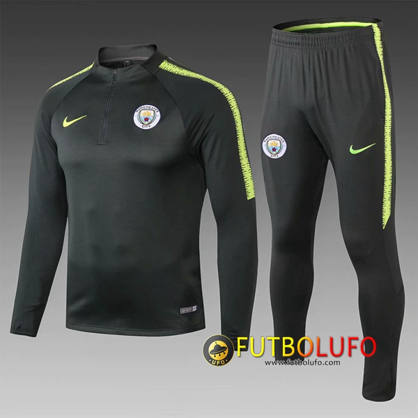 Chandal del Manchester City Niños Verde oscuro 2018/2019 Sudadera + Pantalones