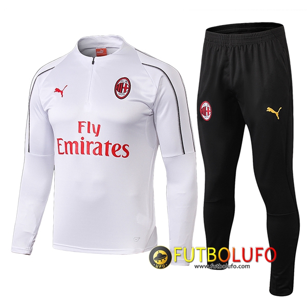 Chandal del AC Milan Blanco 2018/2019 Sudadera + Pantalones