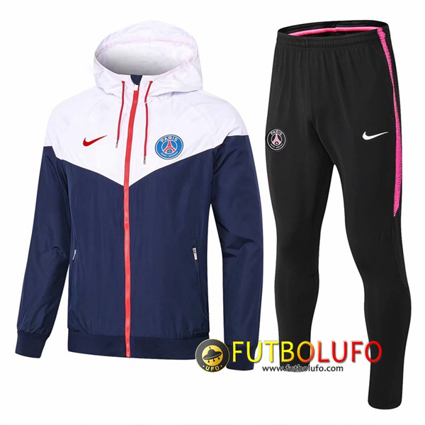Trajes Rompevientos Chaqueta PSG Blanco/Azul oscuro 2018/2019 + Pantalones