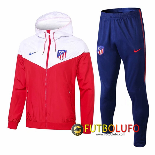 Trajes Rompevientos Chaqueta Atletico Madrid Blanco/Roja 2018/2019 + Pantalones