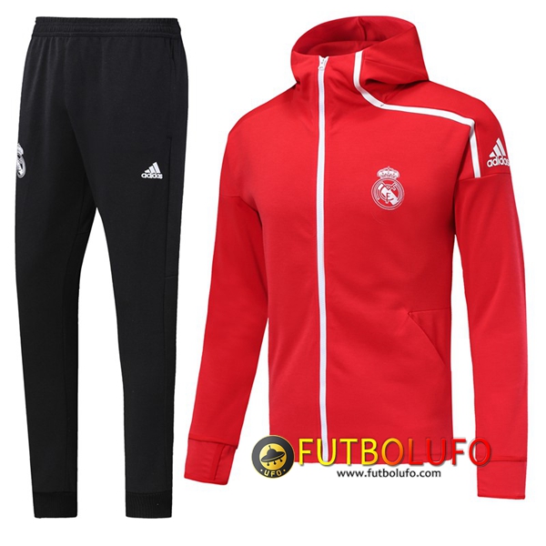 Trajes Rompevientos Chaqueta Real Madrid Roja 2018/2019 + Pantalones