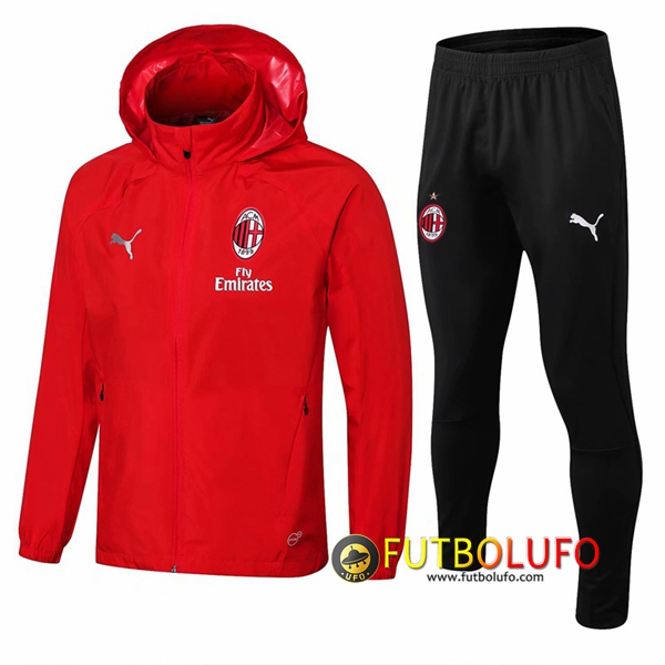 Trajes Rompevientos Chaqueta AC Milan Roja 2018/2019 + Pantalones