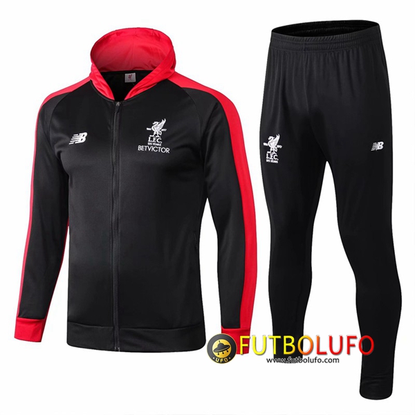 Chandal del FC Liverpool Negro/Roja 2018/2019 Sudadera con capucha + Pantalones