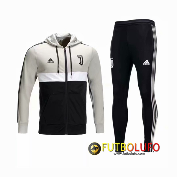 Chandal del Juventus Negro/Gris/Blanco 2018/2019 Sudadera con capucha + Pantalones