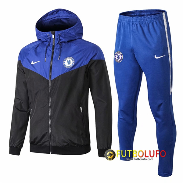 Trajes Rompevientos Chaqueta FC Chelsea Azul/Negro 2018/2019 + Pantalones