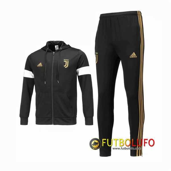 Chandal Futbol Juventus Negro 2018 2019 Chaqueta con capucha + Pantalones