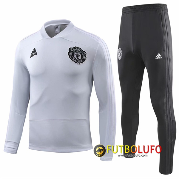 Chandal Futbol Manchester United Blanco 2018 2019 Sudadera + Pantalones