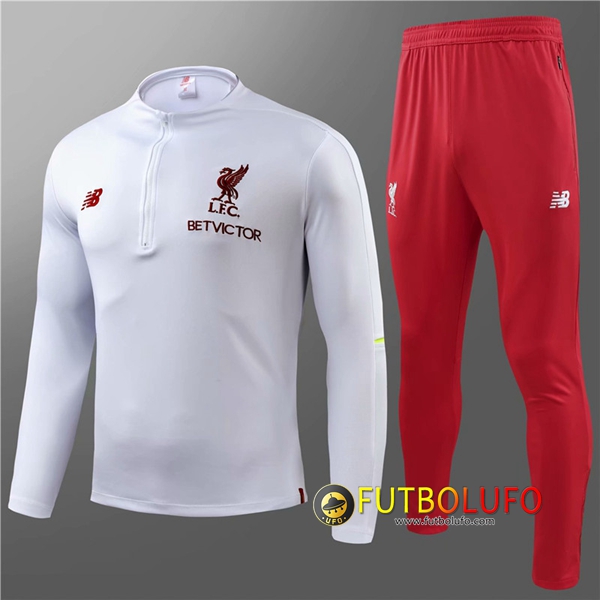 Chandal Futbol FC Liverpool Niño Blanco 2018 2019 Sudadera + Pantalones
