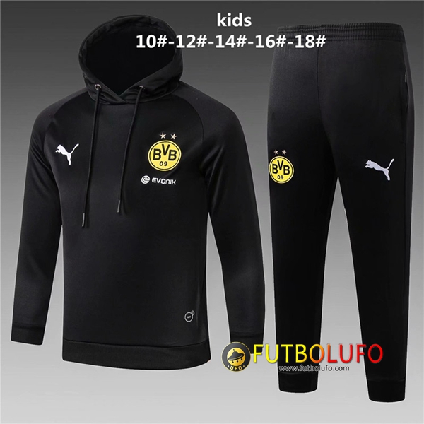 Chandal Futbol Dortmund BVB Niño Negro 2018 2019 Sudadera con capucha + Pantalones