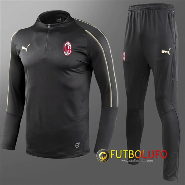 Chandal Futbol AC Milan Niño Negro 2018 2019 Sudadera + Pantalones