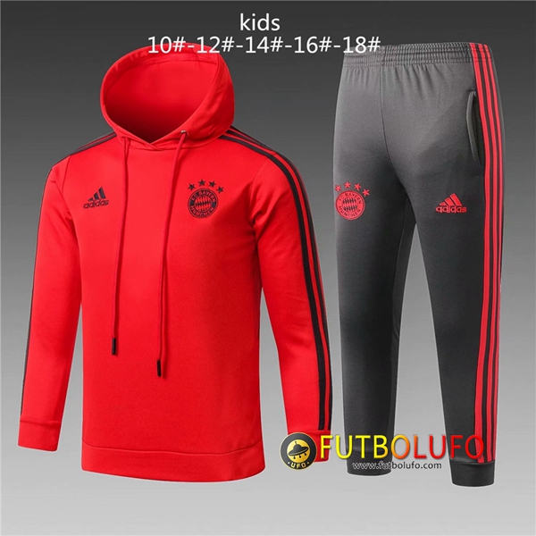 Chandal Futbol Bayern Munich Niño Roja 2018 2019 Sudadera con capucha + Pantalones