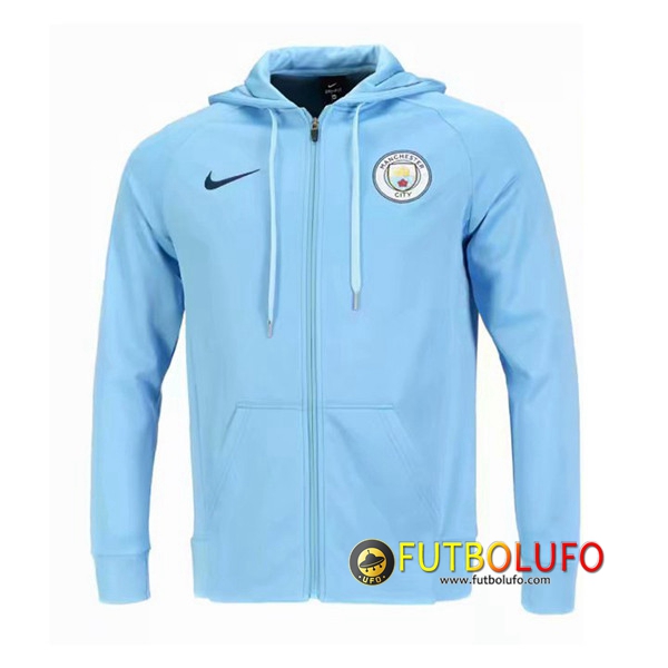 Chaqueta Futbol con capucha Manchester City Azul Claro 2018 2019