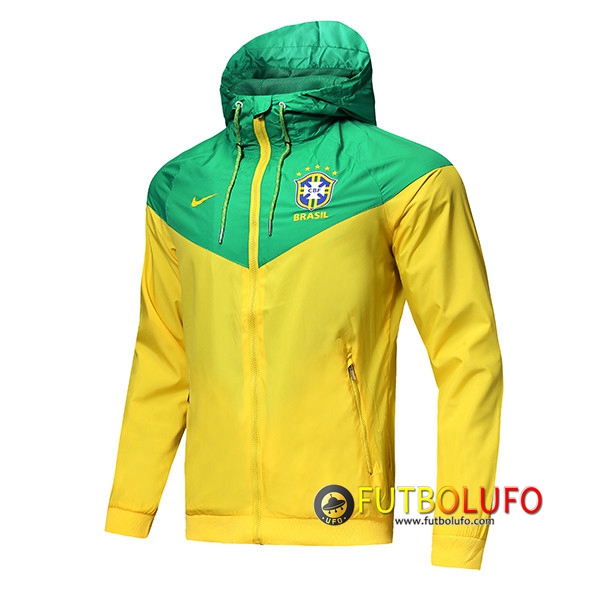 Chaqueta Rompevientos Futbol Brasil Amarillo/Verde 2018 2019