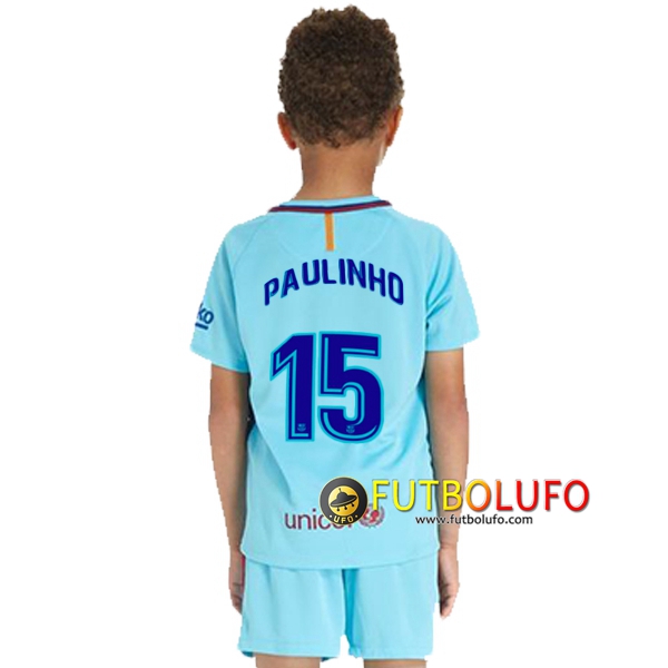 Segunda Camiseta FC Barcelona (Paulinho 15) Niño 2017/2018 + Pantalones Cortos
