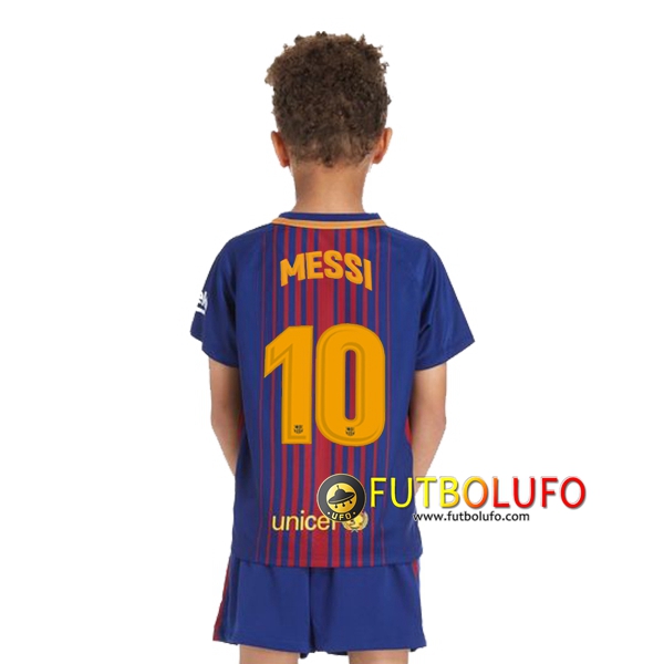 Primera Camiseta FC Barcelona (Messi 10) Niño 2017/2018 + Pantalones Cortos