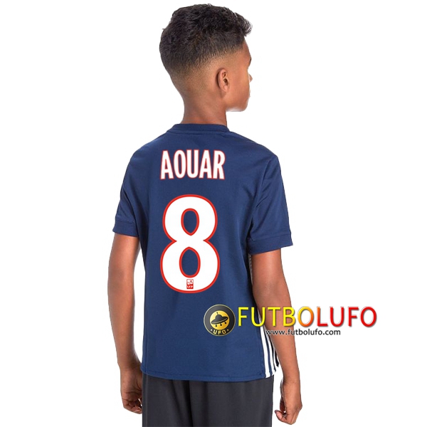 Segunda Camiseta Olympique Lyon OL (AOUAR 8) Niño 2017/2018 + Pantalones Cortos