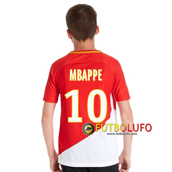Primera Camiseta AS Monaco (Mbappe 10) Niño 2017/2018 + Pantalones Cortos