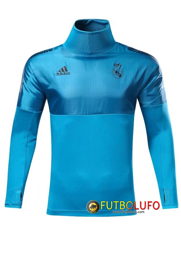 Tecnología Moler regular Nueva Sudadera de entrenamiento Real Madrid Azul Cuello alto 2017/2018  Tailandia