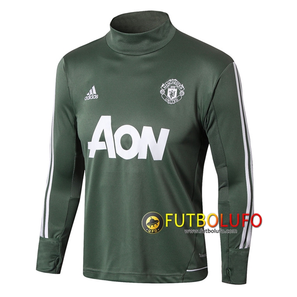 Sudadera de entrenamiento Manchester United Ejercito Verde Cuello alto 2017/2018