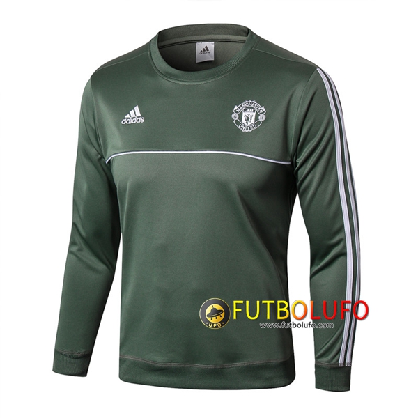 Sudadera de entrenamiento Manchester United Ejercito Verde Cuello redondo 2017/2018
