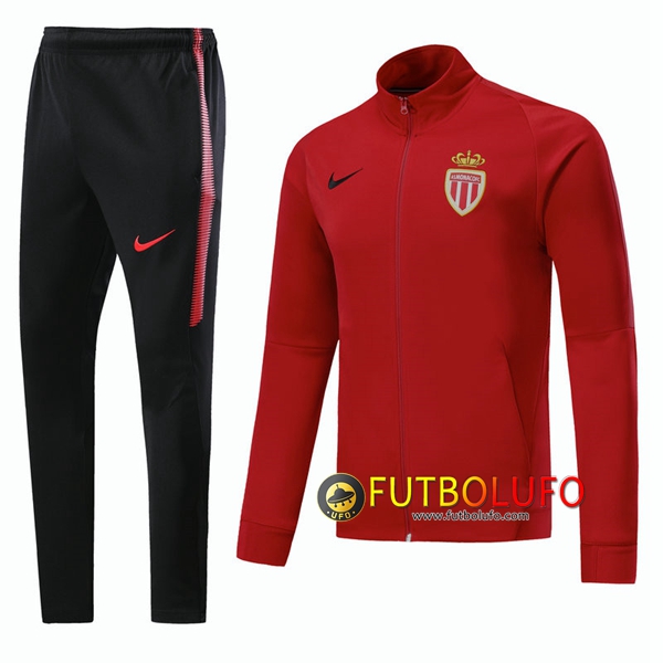 Chandal del AS Monaco Roja 2017/2018 Chaqueta + Pantalones