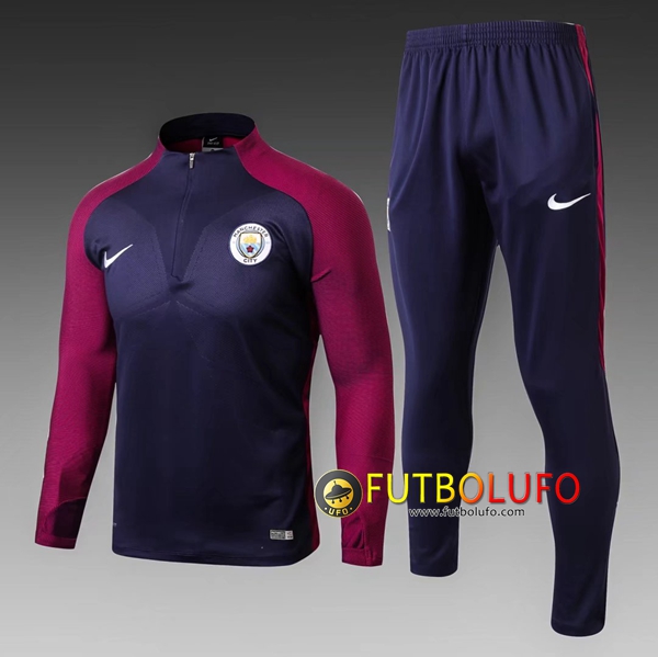 Chandal del Manchester City Niño Negro/Púrpura 2017/2018 Sudadera + Pantalones