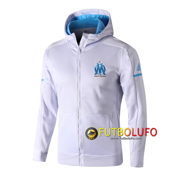 Chaqueta Futbol con Capucha Marsella OM Blanco 2017/2018