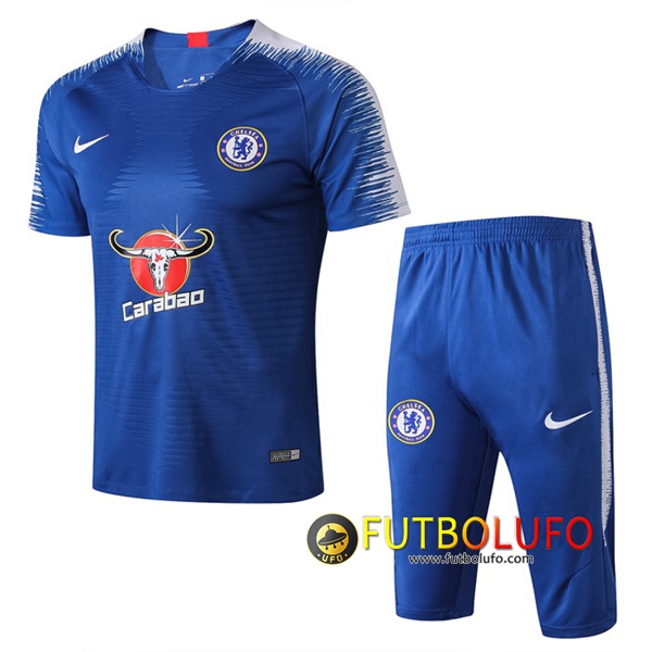 Pre-partido Camiseta Entrenamiento FC Chelsea + Pantalones 3/4 Azul 2019 2020