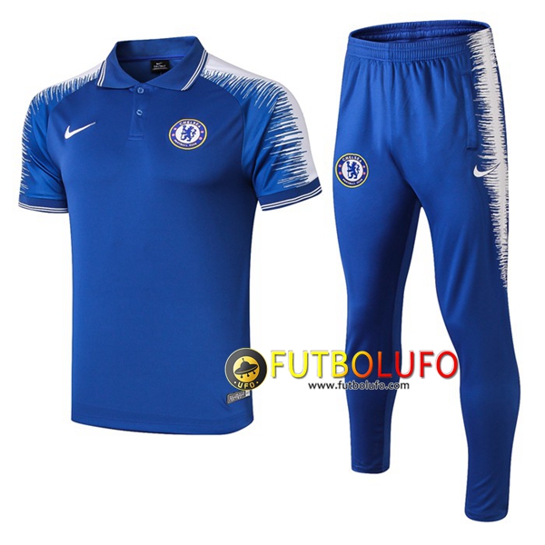 Polo Traje FC Chelsea + Pantalones Azul/Blanco 2019/2020