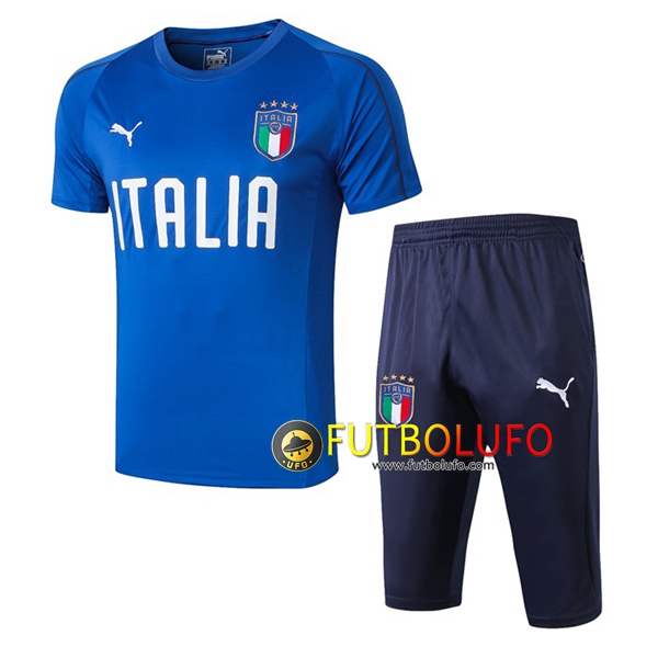Pre-partido Camiseta Entrenamiento Traje Italia + Pantalones 3/4 Azul 2019/2020