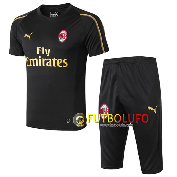 Pre-partido Camiseta Entrenamiento Traje AC Milan + Pantalones 3/4 Negro 2019/2020