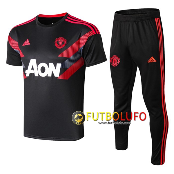 Pre-partido Camiseta Entrenamiento Traje Manchester United + Pantalones Negro/Roja 2019/2020