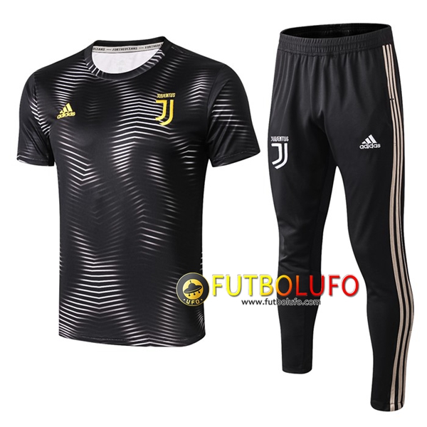 Pre-partido Camiseta Entrenamiento Traje Juventus + Pantalones Ondulación Negro 2019/2020