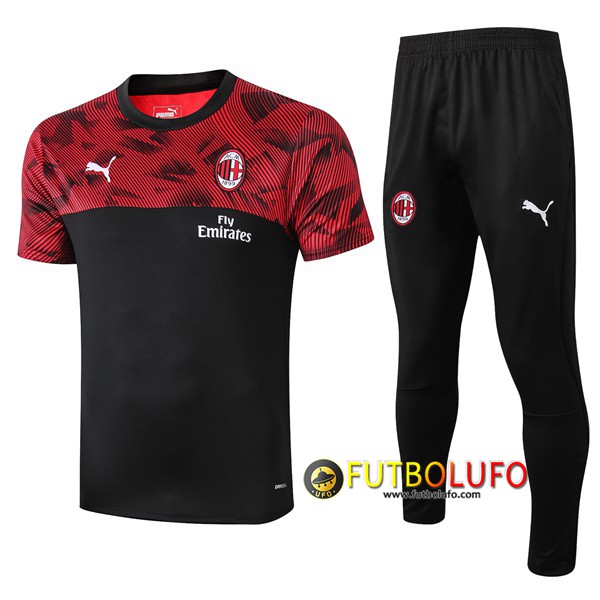 Camiseta Entrenamiento Traje Milan AC + Pantalones Negro Roja 2019/2020