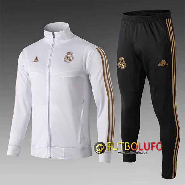 Chandal del Real Madrid Ninos Blanco Cuello Alto 2019/2020 Chaqueta + Pantalones
