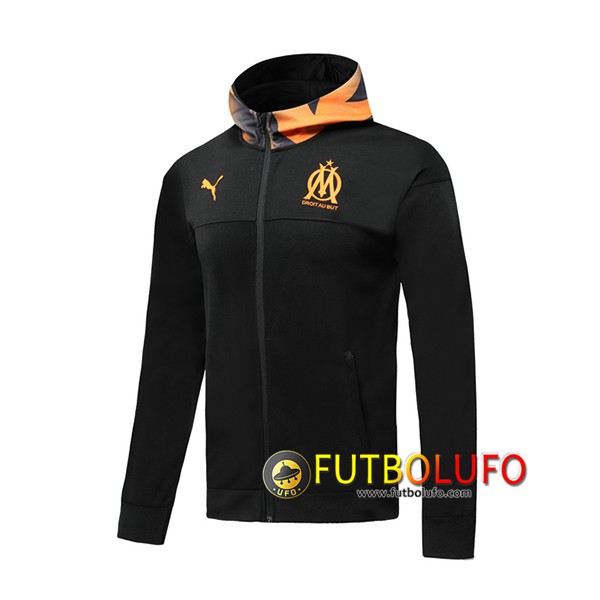 Chaqueta Futbol Con Capucha Marsella OM Negro 2019 2020